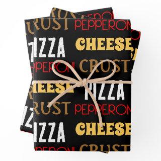 Cool fun pizza pepperoni cheese crust text pattern  sheets