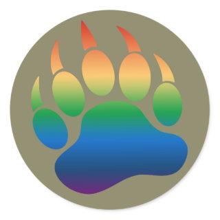 Cool Gradient Pattern Gay Bears Pride Bear Paw Classic Round Sticker
