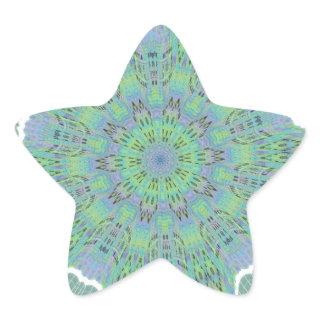 Cool Green Floral pattern Star Sticker