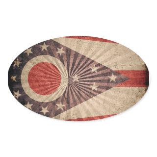 Cool Grunge Ohio Flag Oval Sticker