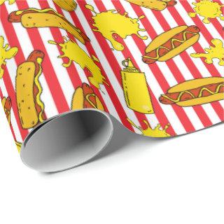 Cool Hot Dogs Mustard Splashes Red White Stripes