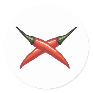 Cool hot peppers classic round sticker