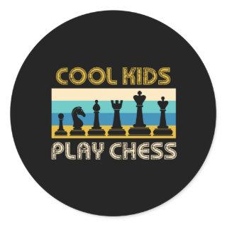 Cool Kids Play Chess Checkmate Board Pieces Gift Classic Round Sticker