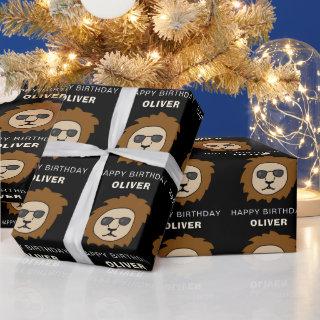 Cool Lion Head Pattern Animal Birthday