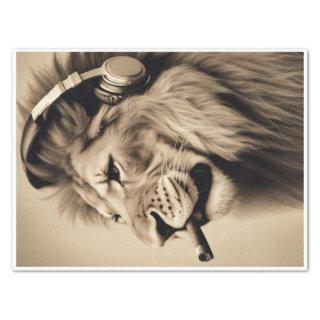 Cool Lion with headphones Smoking decoupage/tissue Tissue Paper