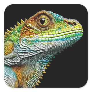 Cool Looking Lizard AI Art Square Sticker
