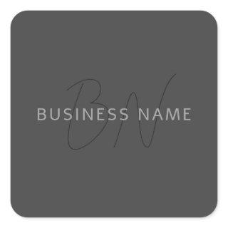 Cool Looking Name & Monogram | Dark Grey Square Sticker