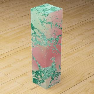 Cool Marble | Lovely Pastel Coral and Green Ombre Wine Box