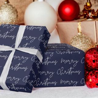 Cool Merry Christmas script font  blue pattern