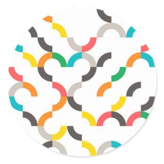 Cool, modern, colorful, trendy circular geometric classic round sticker