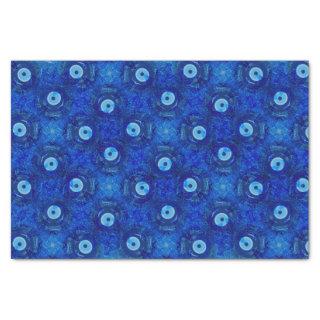 Cool, modern digital art of blue evil eye pattern tissue paper