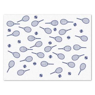 Cool Navy Blue Retro Tennis Racquets Pattern Tissue Paper