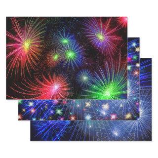 Cool New Years Eve Colorful Fireworks in Black Sky  Sheets