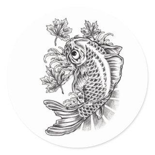 Cool Oriental Japanese Koi Fish Carp tattoo Classic Round Sticker