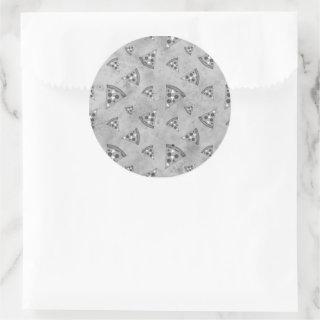Cool pizza slices vintage black white gray pattern classic round sticker