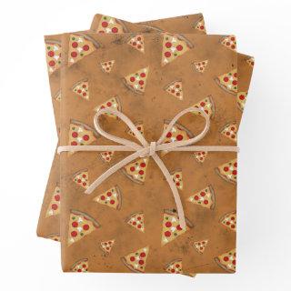 Cool pizza slices vintage orange brown pattern  sheets