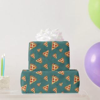 Cool pizza slices vintage teal pattern