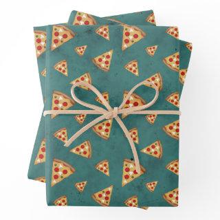 Cool pizza slices vintage teal pattern  sheets