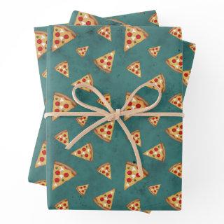 Cool pizza slices vintage teal pattern  sheets