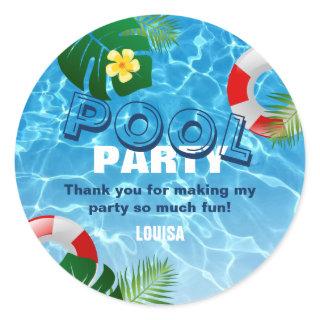 Cool Pool Party Thank You Birthday Classic Round Sticker