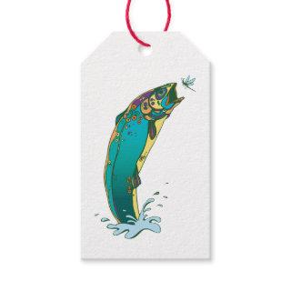 Cool Psychedelic Jumping Trout Gift Tags