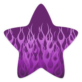 Cool Purple Racing Flames Pin Stripes Star Sticker