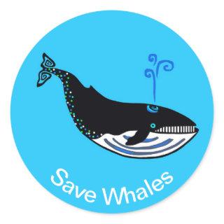 Cool - Save  WHALES - Nature -Conservation - Blue Classic Round Sticker