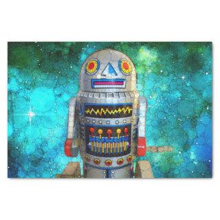 Cool sci fi retro toy robot blue galaxy birthday tissue paper