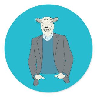 Cool Sheep Head Man in a Suit Classic Round Sticker