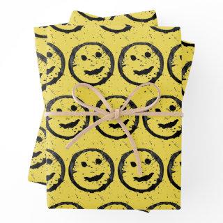 Cool Stained Happy Smiling face pattern yellow  Sheets