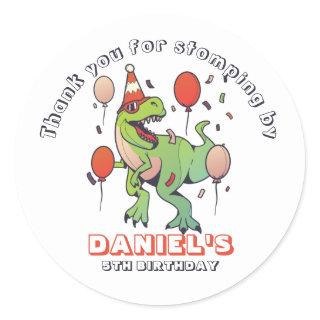 Cool T-Rex Dinosaur Kids Boys Birthday Party Classic Round Sticker