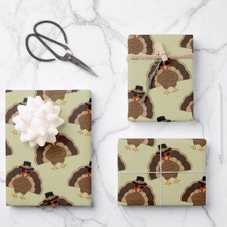 Cool Turkey Thanksgiving fun brown green pattern  Sheets