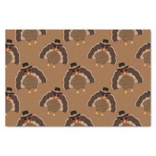 Cool Turkey Thanksgiving fun brown pattern Tissue Paper