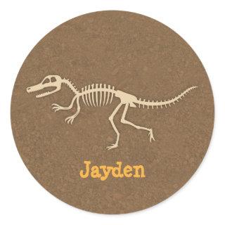 Cool Velociraptor Dinosaur Bones For Boys Classic Round Sticker