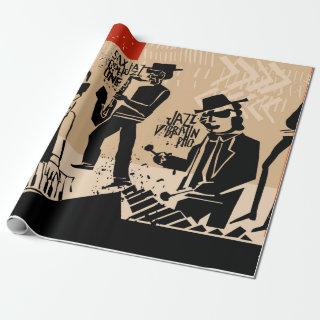 cool vintage of jazz band poster with trumpet play