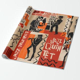 cool vintage of jazz band poster with trumpet play