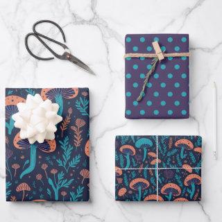 Cool Woodland Mushrooms Botanical Pattern  Sheets