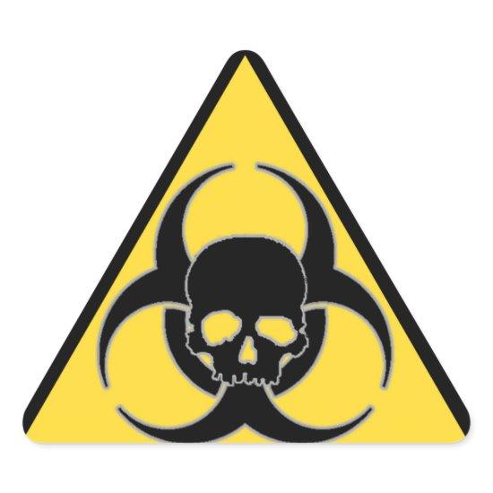 Cool Yellow and Black Biohazard symbol and Skull Triangle Sticker
