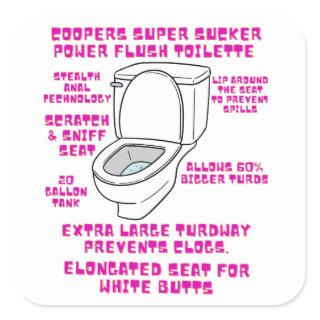 Cooper's super sucker toilette  square sticker