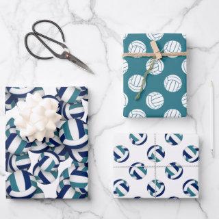 coordinating set blue teal volleyballs patterns  sheets