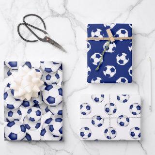 coordinating sports set blue white soccer balls  sheets