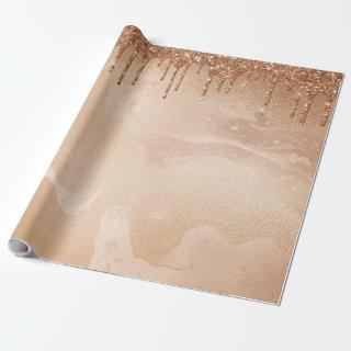 Copper Glitter Rain on Blush Copper Metal Marble