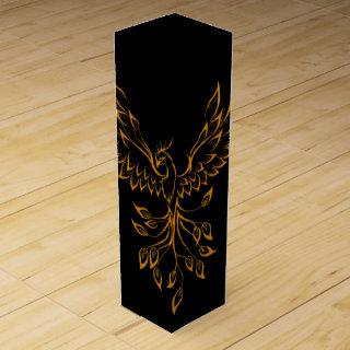 Copper Gold Phoenix Rises on Black  Wine Box