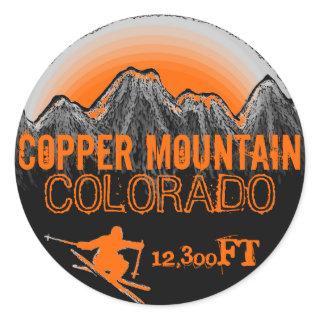 Copper Mountain Colorado orange ski art stickers