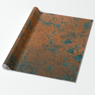Copper Rust Blue Patina Metallic Abstract Teal