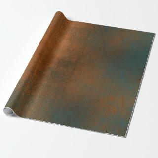 Copper Rust Blue Patina Metallic Grungy Abstract
