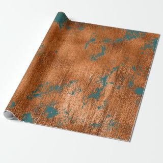 Copper Rust Teal Patina Metallic Abstract Elegant