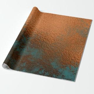 Copper Rust Teal Patina Metallic Honey Abstract