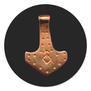 Copper Thor Hammer black large round stickers