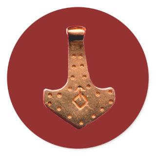 Copper Thor Hammer red large round stickers